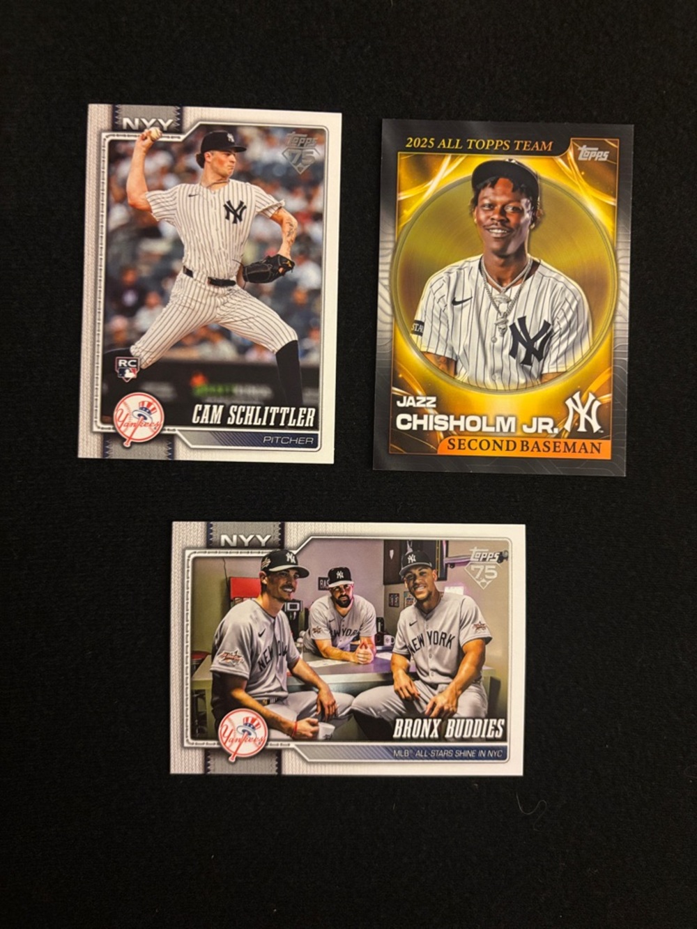 Topps Yankees Card Trio - White, Black, Gold